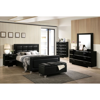 Menkar Black/Chrome 5 Piece Queen Bedroom Set with Night Stand Model CM7913Q-5PC-2NS by Furniture of America