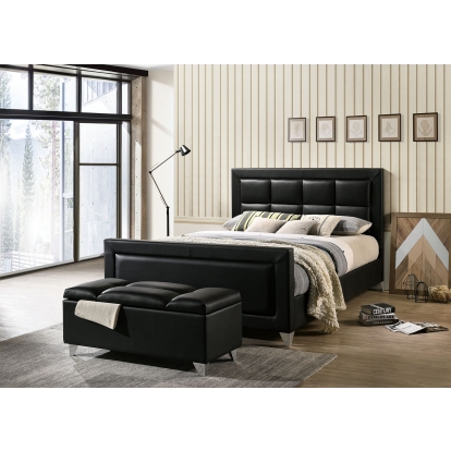 Menkar Black/Chrome Queen Bed Model CM7913Q-BED by Furniture of America