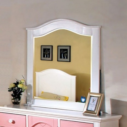 Furniture of America Aila Transitional Mirror Solid with Wood Veneer Pink-White Mirror Model CM7916PW-M