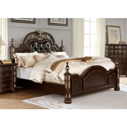 Theodor Brown Cherry/Espresso Queen Bed Model CM7926Q-BED by Furniture of America