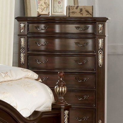 Furniture of America Theodor Traditional Solid with Wood Veneer Brown Cherry Chest Model CM7926C