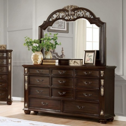 Furniture of America Theodor Traditional Solid with Wood Veneer Brown Cherry Dresser Model CM7926D