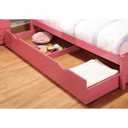 Furniture Of America Prismo Transitional Solid Wood, Wood Veneer, Others Pink Trundle | CM7941PK-TR