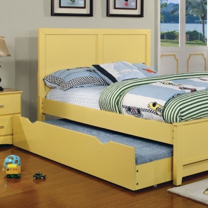 Furniture Of America Prismo Transitional Solid Wood, Wood Veneer, Others Yellow Bed | CM7941YW-Twin Bed