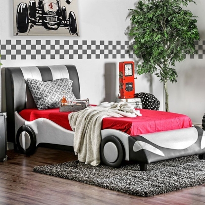 Super Racer Silver/Black Twin Bed Model CM7945T-BED by Furniture of America