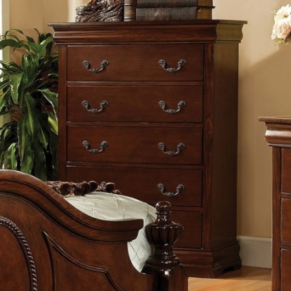 Furniture of America Velda Traditional Solid with Wood Veneer Brown Cherry Chest Model CM7952C