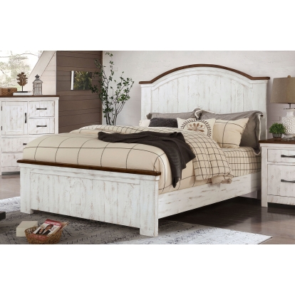 Alyson Distressed White/Walnut Queen Bed Model CM7962Q-BED by Furniture of America