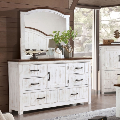 Alyson Distressed White/Walnut Dresser Model CM7962D by Furniture of America