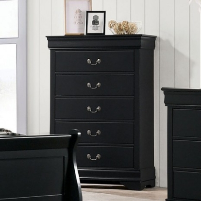 Furniture of America Louis Philippe Transitional Solid with Wood Veneer Black Chest Model FM7866BK-C