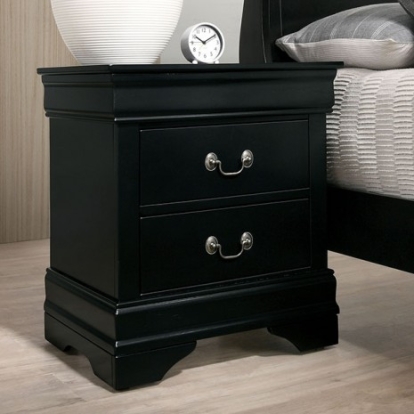 Furniture Of America Louis Philippe Transitional Solid Wood, Wood Veneer, Others Black Night Stand | FM7866BK-N