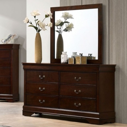 Furniture Of America Louis Philippe Transitional Solid Wood, Wood Veneer, Others Dark Cherry Dresser | FM7866CH-D