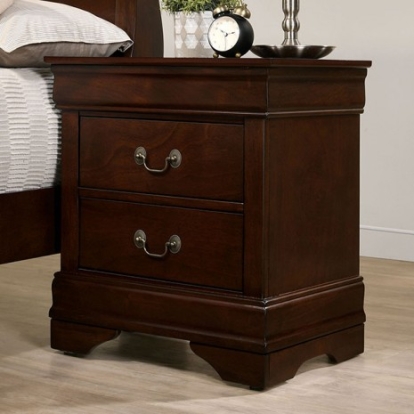 Furniture of America Louis Philippe Transitional Solid with Wood Veneer Dark Cherry Night Stand Model FM7866CH-N