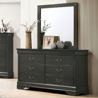 Furniture of America Louis Philippe Transitional Solid with Wood Veneer Gray Dresser Model CM7966GY-D