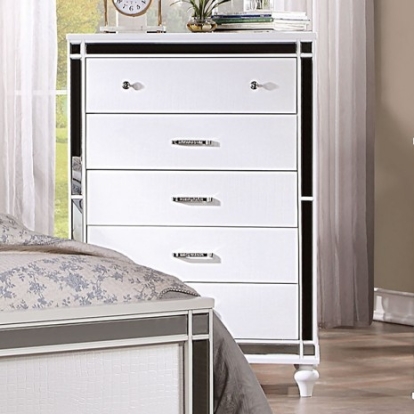 Furniture of America Brachium Contemporary Mirror Solid with Wood Veneer White Chest Model CM7977WH-C