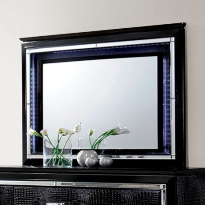 Furniture of America Bellanova Contemporary Mirror Solid with Wood Veneer Black Mirror Model CM7979BK-M