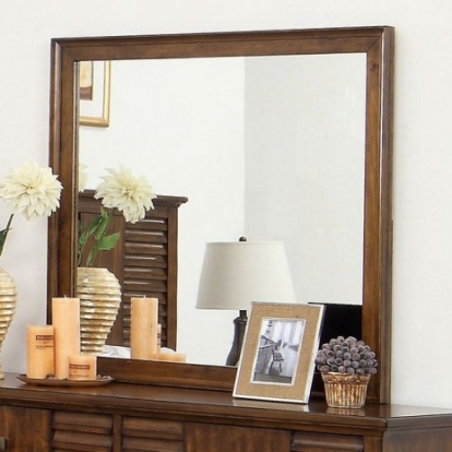 Furniture of America Eola Transitional Mirror Solid with Wood Veneer Walnut Mirror Model CM7981M
