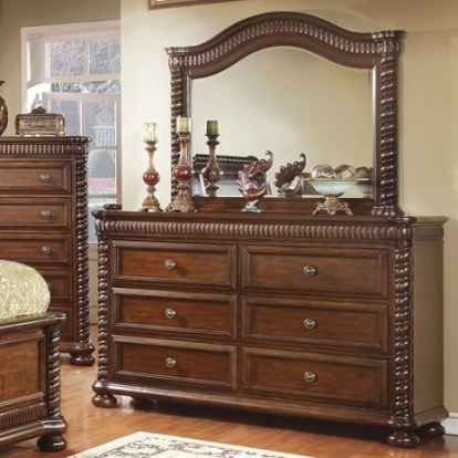 Furniture of America Mandeville Transitional Solid with Wood Veneer Brown Cherry Dresser Model CM7986D