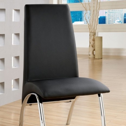 Furniture of America Wailoa Contemporary Leatherette Metal Black Side Chair (2-Box) Model CM8370BK-SC-2PK