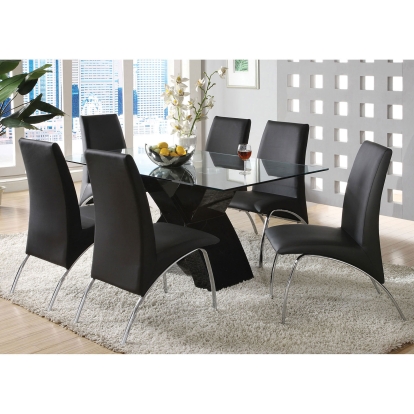 Wailoa Black 7 Piece Dining Table Set Model CM8370BK-T-7PC by Furniture of America