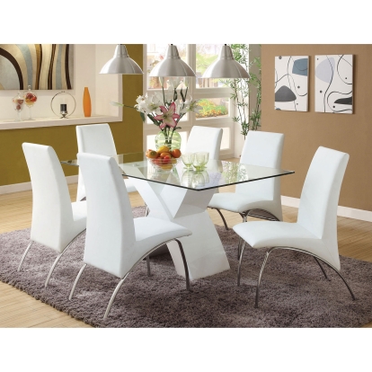 Wailoa White 7 Piece Dining Table Set Model CM8370WH-T-7PC by Furniture of America