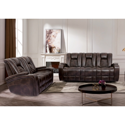 Abrielle Dark Brown Dual Power Sofa with Loveseat Model CM9902-2PC by Furniture of America