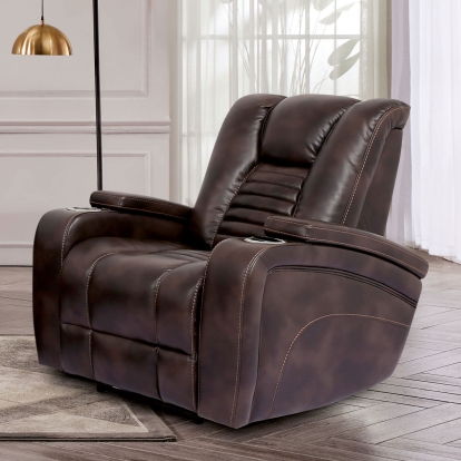 Abrielle Dark Brown Power Recliner Model CM9902-CH by Furniture of America