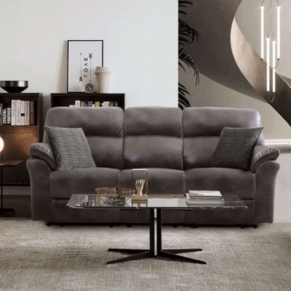Furniture of America Josias Transitional Breathable Leatherette Solid with Wood Dark Gray Sofa Model CM9908DG-SF-PK
