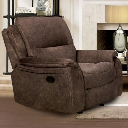 Furniture of America Henricus Transitional Fabric Solid with Wood Dark Brown Glider Recliner Model CM9911DB-CH