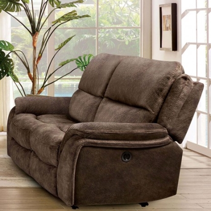 Furniture of America Henricus Transitional Fabric Solid with Wood Dark Brown Loveseat Model CM9911DB-LV