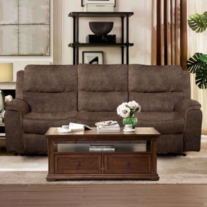 Furniture of America Henricus Transitional Fabric Solid with Wood Dark Brown Sofa Model CM9911DB-SF