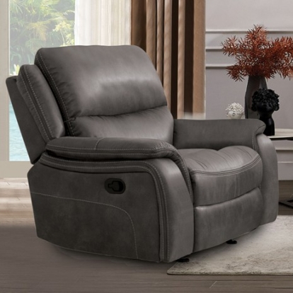 Furniture of America Henricus Transitional Fabric Solid with Wood Dark Gray Glider Recliner Model CM9911DG-CH