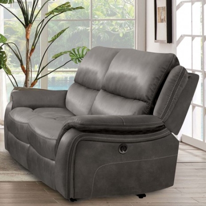 Furniture of America Henricus Transitional Fabric Solid with Wood Dark Gray Loveseat Model CM9911DG-LV
