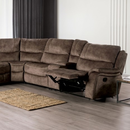 Furniture of America Jerominus Transitional Fabric Solid with Wood Dark Brown Sectional Model CM9912DB-SECT