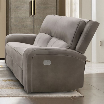 Furniture of America Vasilios Transitional Breathable Leatherette Solid with Wood Taupe Power Loveseat Model CM9914ST-LV-PM