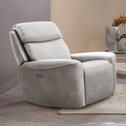 Furniture of America Artemia Transitional Breathable Leatherette Solid with Wood Light Taupe Power Recliner Model CM9922FG-CH-PM