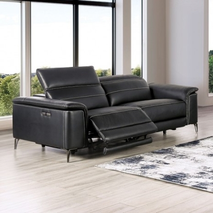 Furniture of America Ascona Contemporary Breathable Leatherette Metal Solid with Wood Black Power Sofa Model CM9927BK-SF-PM