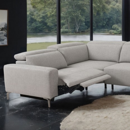 Furniture Of America Melancton Contemporary Fabric, Foam, Hardwood, Metal, Others Light Gray Power Sectional | CM9933LG-SECT-PM