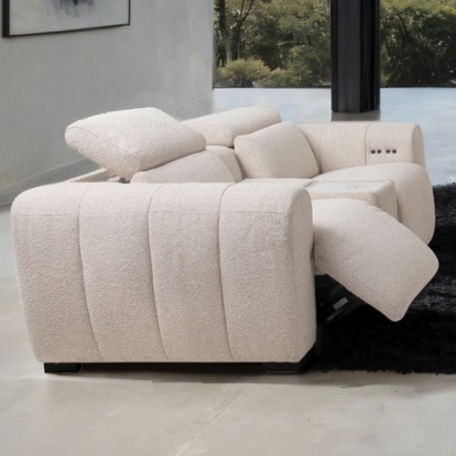 Furniture Of America Thaddea Contemporary Fabric, Hardwood, Others White Power Loveseat | CM9934WH-LV-PM-PK