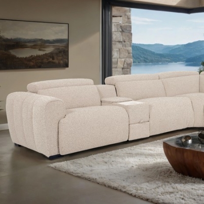 Furniture Of America Thaddea Contemporary Fabric, Hardwood, Others White Power Sectional | CM9935WH-SECT-PM