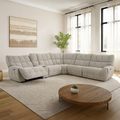 Furniture Of America Southwold Transitional Chenille, Foam, Hardwood Beige Power Sectional | CM9936BG-SECT-PM