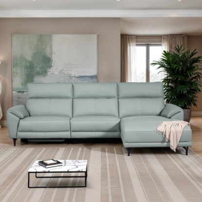 Furniture Of America Theola Contemporary Foam, Hardwood, Metal, Top Grain Leather Pale Blue Power Sectional, Right Chaise | CM9937PB-SECT-PM-R