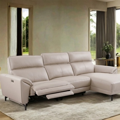 Furniture Of America Theola Contemporary Foam, Hardwood, Metal, Top Grain Leather White Power Sectional, Right Chaise | CM9937WH-SECT-PM-R