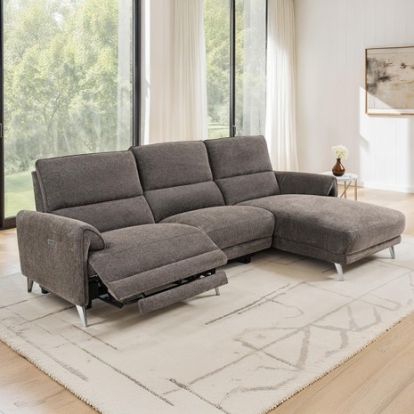 Furniture Of America Brande Contemporary Chenille, Foam, Hardwood, Metal Brown Power Sectional, Right Chaise | CM9938BR-SECT-PM-R