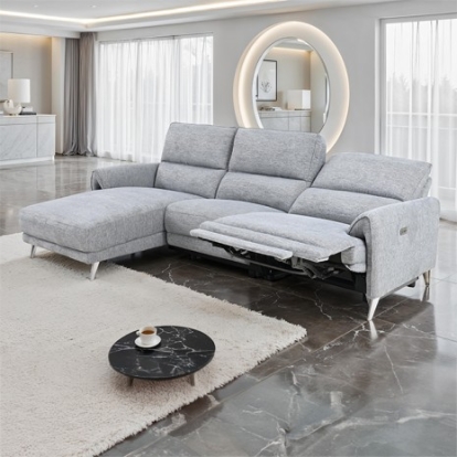 Furniture Of America Brande Contemporary Chenille, Foam, Hardwood, Metal Gray Power Sectional, Left Chaise | CM9938GY-SECT-PM-L