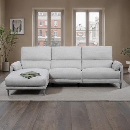 Furniture Of America Brande Contemporary Chenille, Foam, Hardwood, Metal Light Gray Power Sectional, Left Chaise | CM9938LG-SECT-PM-L