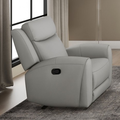 Furniture of America Jacobus Transitional Top Grain Leather Light Gray Manual Recliner Model CM9986LG-CH-M
