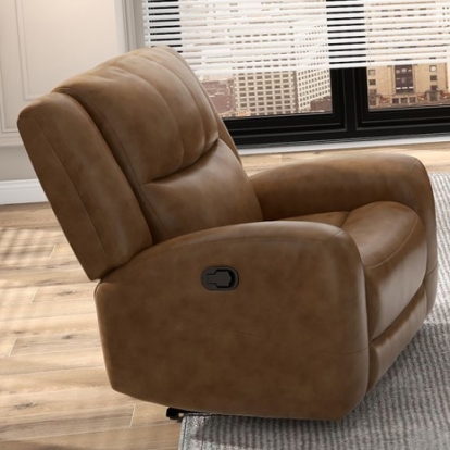 Furniture of America Leolinus Transitional Top Grain Leather Brown Manual Recliner Model CM9989BR-CH-M