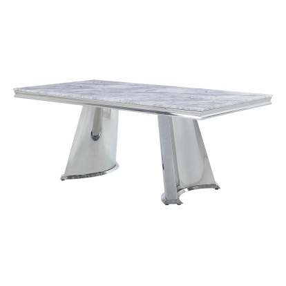 ACME Destry Dining Table With Engineering Stone Top & Pedestal Base Model DN01188