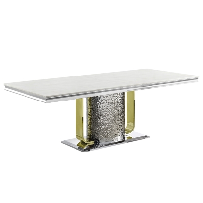 ACME Fadri Dining Table With Engineering Stone Top & Pedestal Base Model DN01952