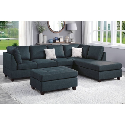 Poundex 3-Piece Sectional Set With Ottoman Model F8857